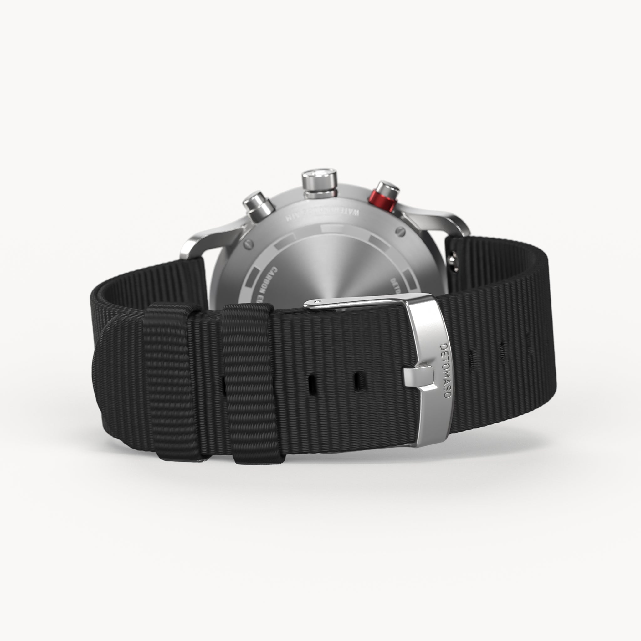 SORPASSO CHRONOGRAPH CARBON SILVER - Ocean Plastic Black Woven - Detomaso Watches