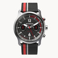 SORPASSO CHRONOGRAPH CARBON SILVER - Ocean Plastic Black / Red Woven - Detomaso Watches