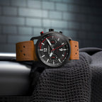 SORPASSO CHRONOGRAPH CARBON BLACK RED
 - Leather Light brown Racing - Detomaso Watches