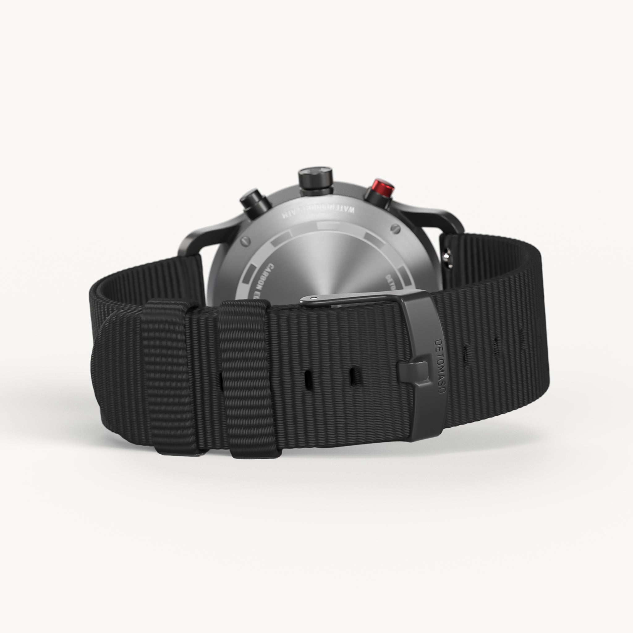 SORPASSO CHRONOGRAPH CARBON BLACK RED
 - #tide Ocean Material® Black Woven - Detomaso Watches