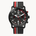 SORPASSO CHRONOGRAPH CARBON BLACK RED
 - Ocean Plastic Black / Red Woven - Detomaso Watches