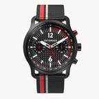 SORPASSO CHRONOGRAPH CARBON BLACK RED
 - Ocean Plastic Black / Red Woven - Detomaso Watches