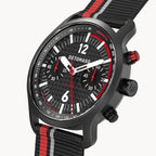 SORPASSO CHRONOGRAPH CARBON BLACK RED
 - Ocean Plastic Black / Red Woven - Detomaso Watches