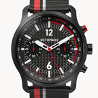 SORPASSO CHRONOGRAPH CARBON BLACK RED
 - Ocean Plastic Black / Red Woven - Detomaso Watches