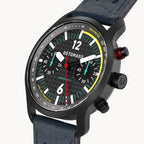 SORPASSO CHRONOGRAPH CARBON BLACK YELLOW - Leather Blue Racing - Detomaso Watches