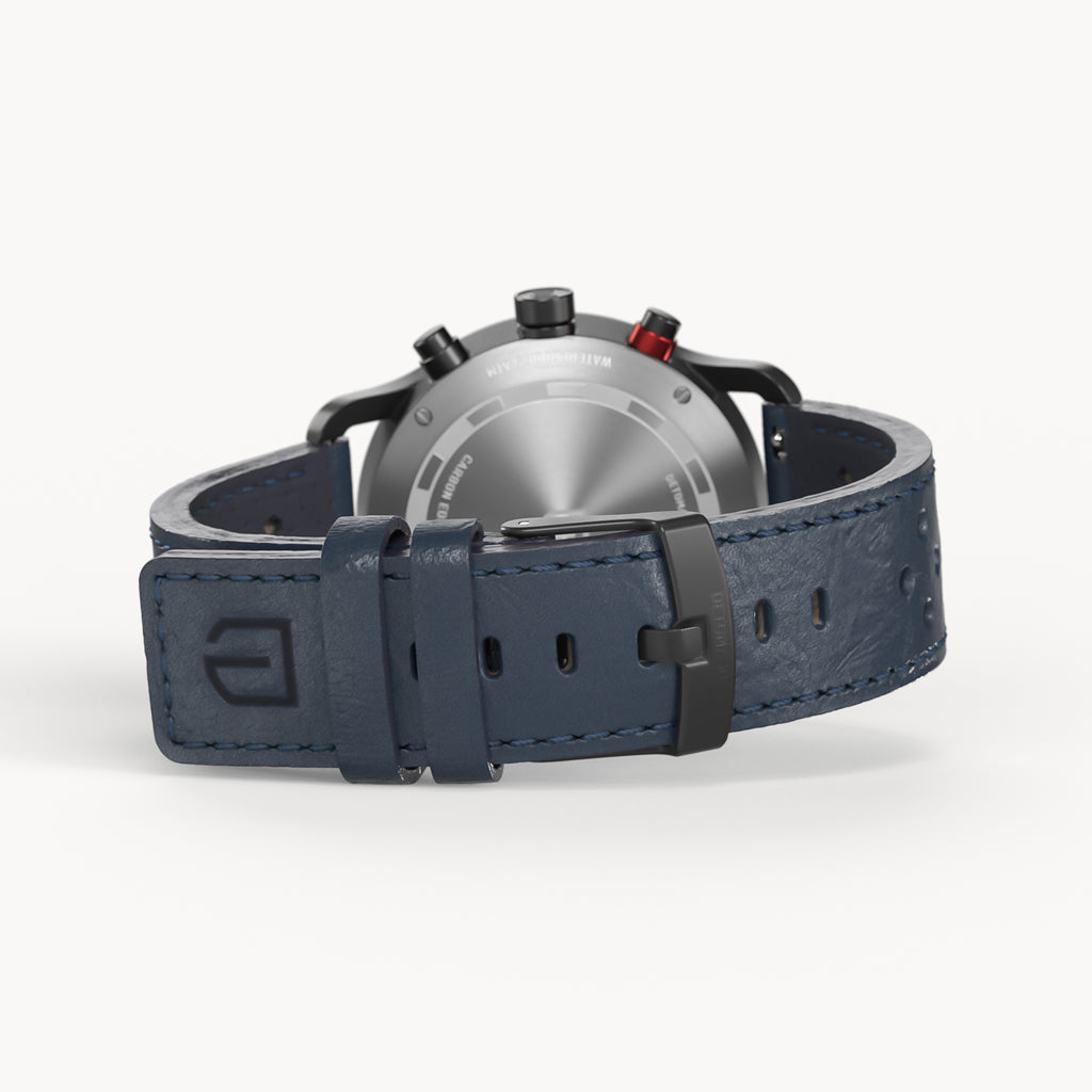 SORPASSO CHRONOGRAPH CARBON BLACK YELLOW - Leather Blue Racing - Detomaso Watches