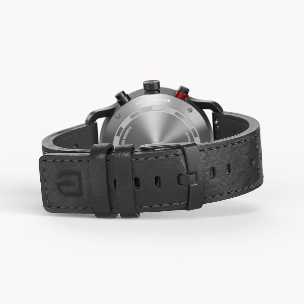 SORPASSO CHRONOGRAPH CARBON BLACK YELLOW - Leather Black Racing - Detomaso Watches