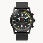 SORPASSO CHRONOGRAPH CARBON BLACK YELLOW - Ocean Plastic Black Woven - Detomaso Watches