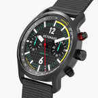 SORPASSO CHRONOGRAPH CARBON BLACK YELLOW - Ocean Plastic Black Woven - Detomaso Watches