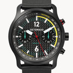 SORPASSO CHRONOGRAPH CARBON BLACK YELLOW - Ocean Plastic Black Woven - Detomaso Watches
