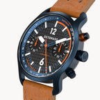 SORPASSO CHRONOGRAPH CARBON BLUE ORANGE - Leather Light brown Racing - Detomaso Watches