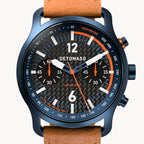 SORPASSO CHRONOGRAPH CARBON BLUE ORANGE - Leather Light brown Racing - Detomaso Watches