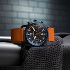SORPASSO CHRONOGRAPH CARBON BLUE ORANGE - Ocean Plastic Orange Woven - Detomaso Watches