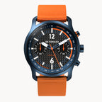SORPASSO CHRONOGRAPH CARBON BLUE ORANGE - Ocean Plastic Orange Woven - Detomaso Watches