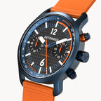 SORPASSO CHRONOGRAPH CARBON BLUE ORANGE - Ocean Plastic Orange Woven - Detomaso Watches