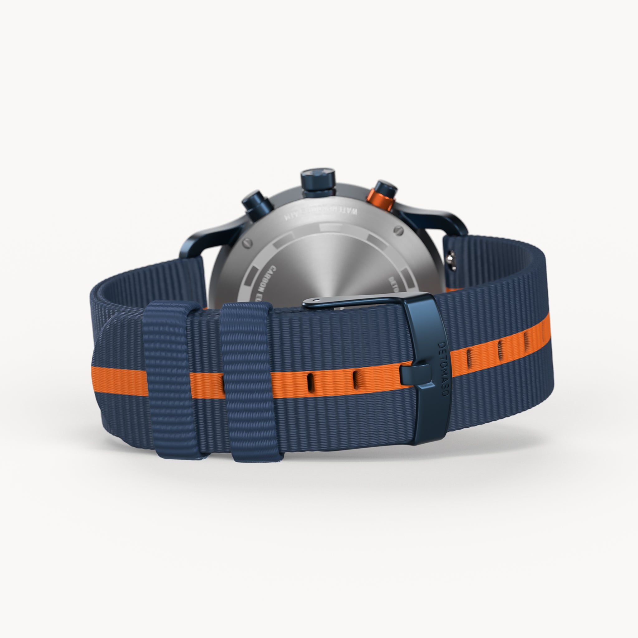 SORPASSO CHRONOGRAPH CARBON BLUE ORANGE - Ocean Plastic Dark blue Orange Woven - Detomaso Watches