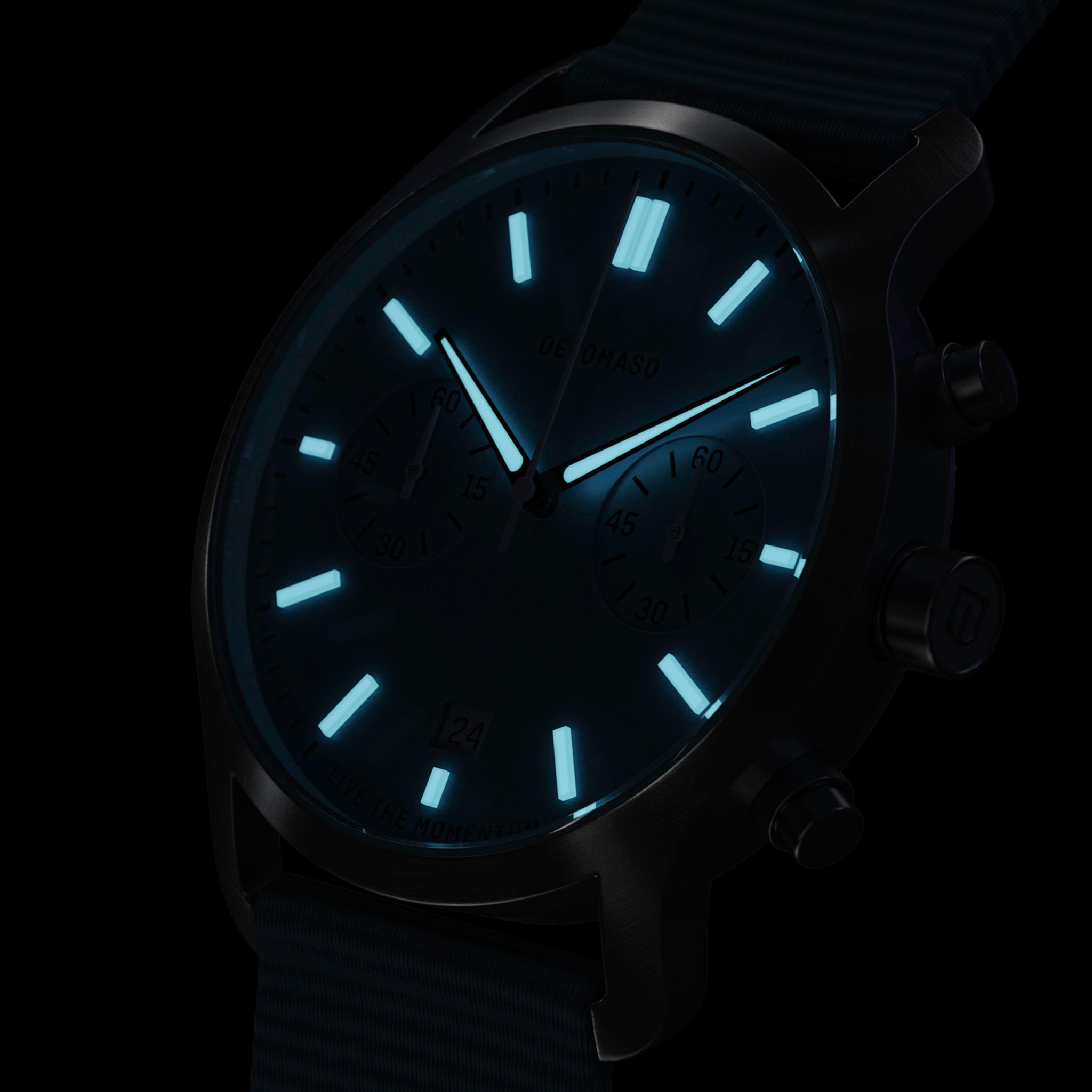 SORPASSO CHRONO MINTY BLUE - Ocean Plastic Turquoise Woven - Detomaso Watches