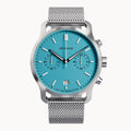 SORPASSO CHRONO MINTY BLUE - Mesh Silver Brushed - Detomaso Watches
