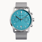 SORPASSO CHRONO MINTY BLUE - Mesh Silver Brushed - Detomaso Watches