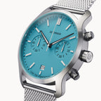 SORPASSO CHRONO MINTY BLUE - Mesh Silver Brushed - Detomaso Watches